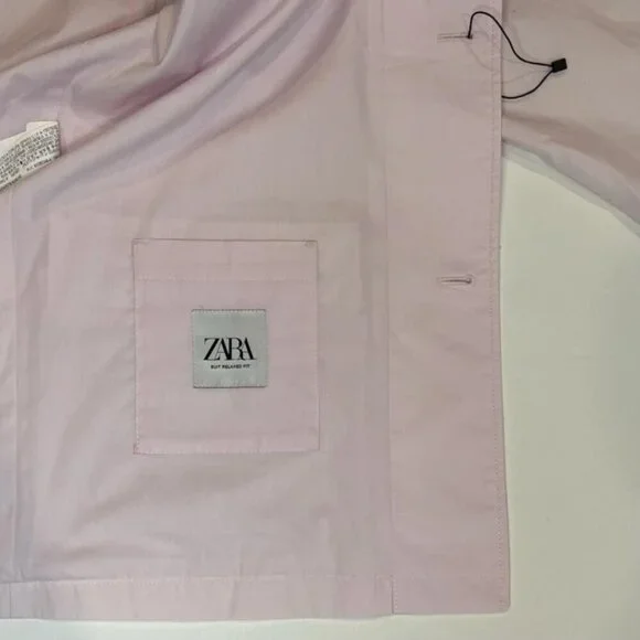 NWOT ZARA Poplin Relaxed Fit Pink Lightweight‎ Suit Jacket 4624/076 Size 40